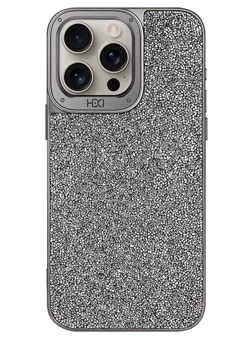 أتش دي دي حافظة كريستالية لامعة من ماركة HDD متوافقة مع MagSafe لجهاز iPhone 15 Pro Max (رمادي) - Image 1