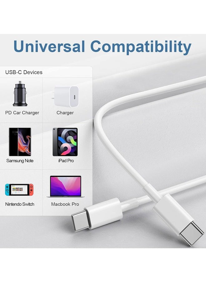 NIPUDUN Pack Of 2 USB-C To USB Type-C Cable 60W PD Charging Cable 2M White  - Image 5