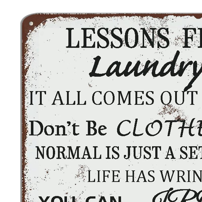 Skyocean Laundry Room Lessons Metal Sign â€“ Vintage Funny Laundry Quote Wall Decor for Laundry Room, Utility Room, Bathroom â€“ Humorous Housewarming Gift for Women, Moms, and Homeowners (As the picture shows) - Image 2