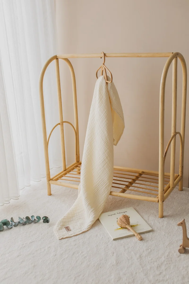 زيبا Edge Stitched Ecru Muslin 4-layer Muslin Baby & Child Muslin Blanket 100% Cotton 100X100CM