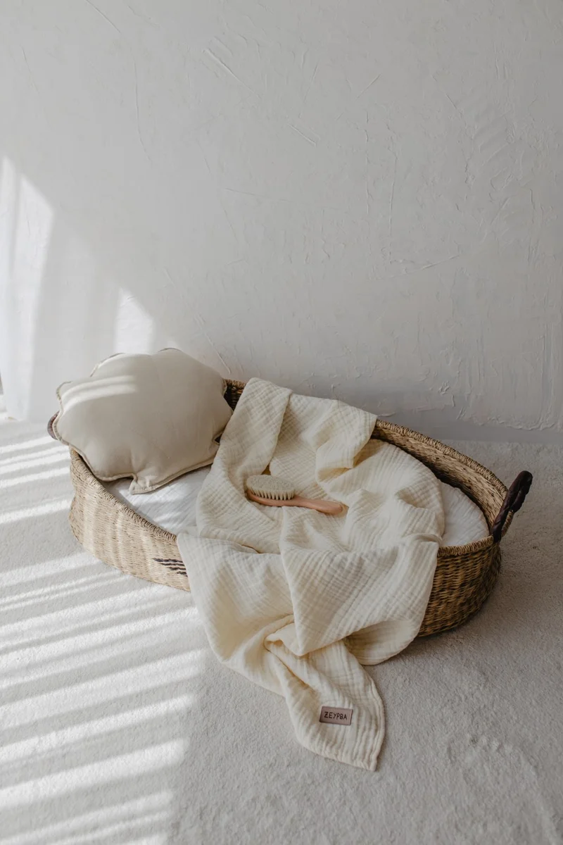 زيبا Edge Stitched Ecru Muslin 4-layer Muslin Baby & Child Muslin Blanket 100% Cotton 100X100CM