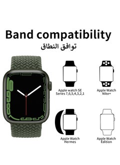 INFOSUN INFOSUN Watch Band for Apple Watch 42mm 44mm 45mm 49mm Strap, Adjustable Braided Women Men Replacement Bands Stretchable Elastic Sport Wristband for Watch Ultra Series 8/7/6/SE/5/4/3/2/1.(Green)  - Image 2