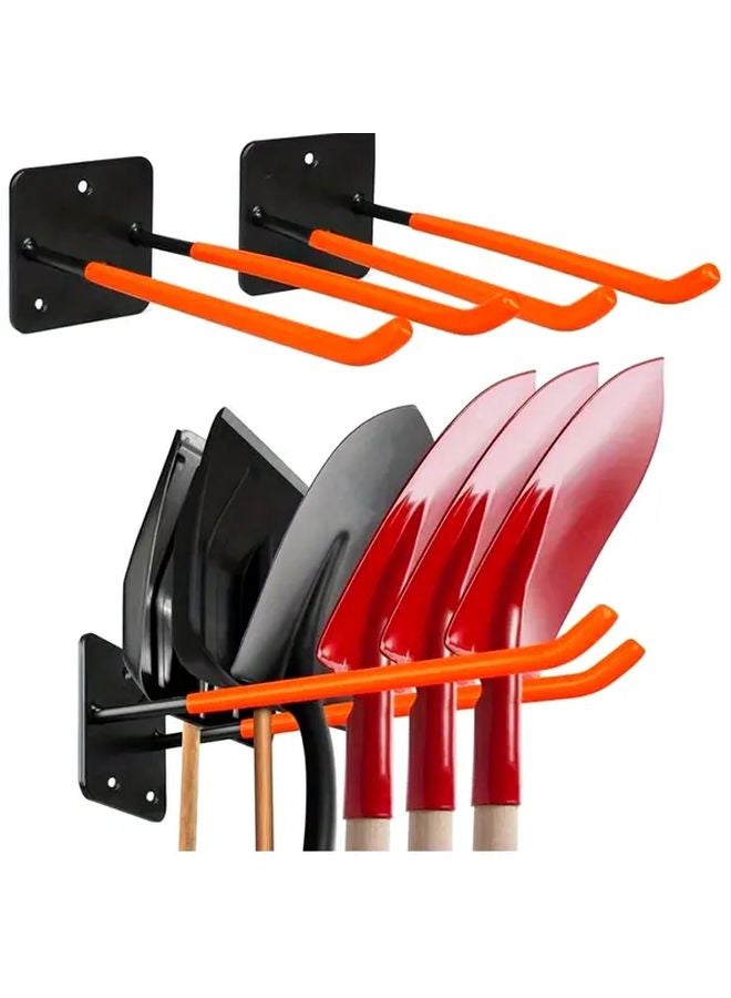 Black Heavy Duty Garage Tool Hooks 7pcs Wall Mounted Organizer With Pre Drilled Holes - Image 2