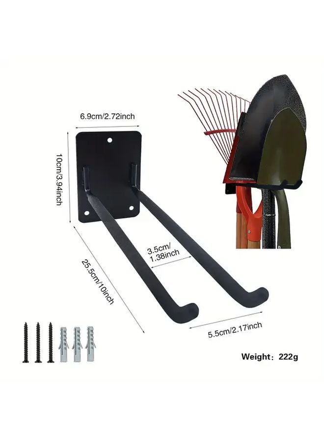 Black Heavy Duty Garage Tool Hooks 7pcs Wall Mounted Organizer With Pre Drilled Holes - Image 1