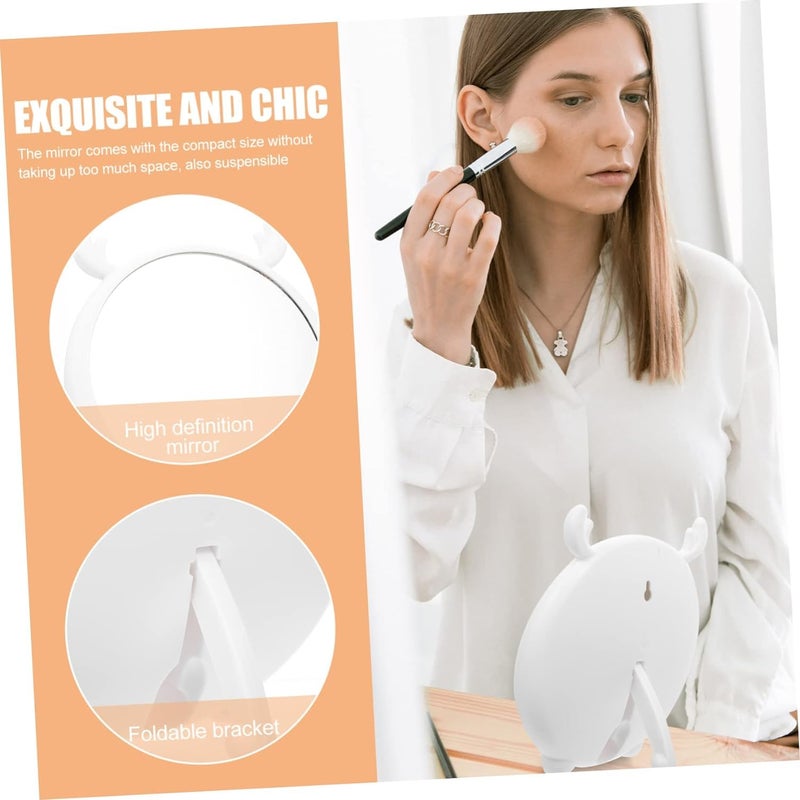 PUSHKH Makeup Mirror Decorative Vanity Makeup Mirror Round Hanging Mirror for Home Bedroom Dressing Table Makeup Mirror with Stand - Image 2