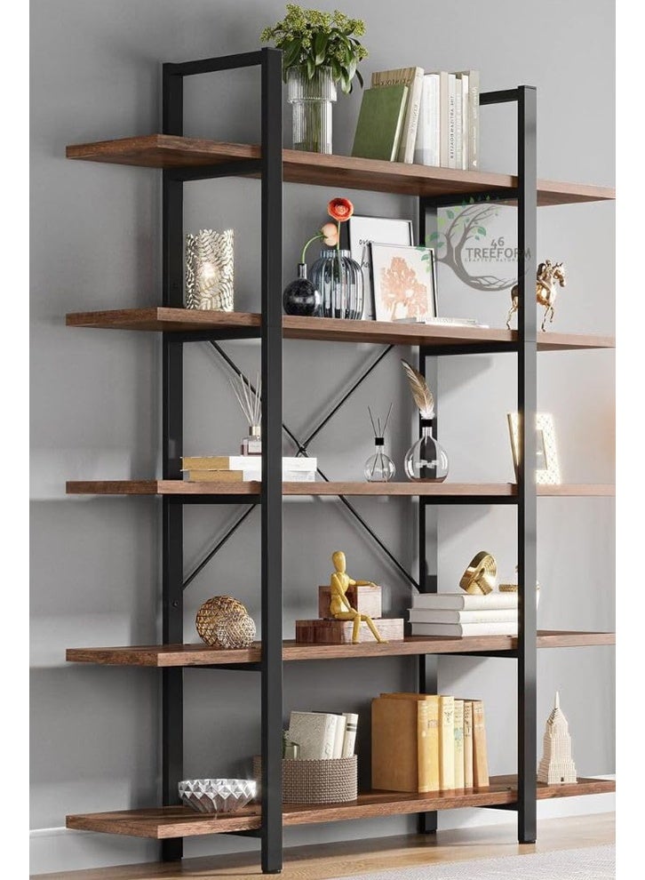 كيكي مكتبة زاوية بخمسة رفوف لغرفة المعيشة والمكتب متعددة الوظائف 120 سم - Image 2