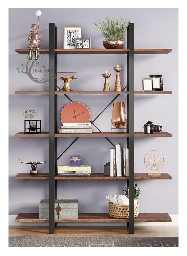 كيكي مكتبة زاوية بخمسة رفوف لغرفة المعيشة والمكتب متعددة الوظائف 120 سم - Image 1