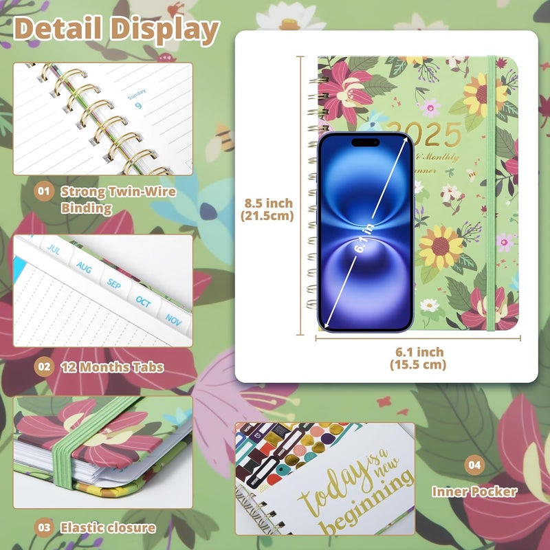 Hahamiya 2025 Planner, Undated Weekly & Monthly Life Planner To Hit Your Goals & Live Happier, 12 Months Academic Daily Planner, Appointment Book, Yearly Agenda Productivity For Women & Men A5-8.5 * 6.1" - Image 2