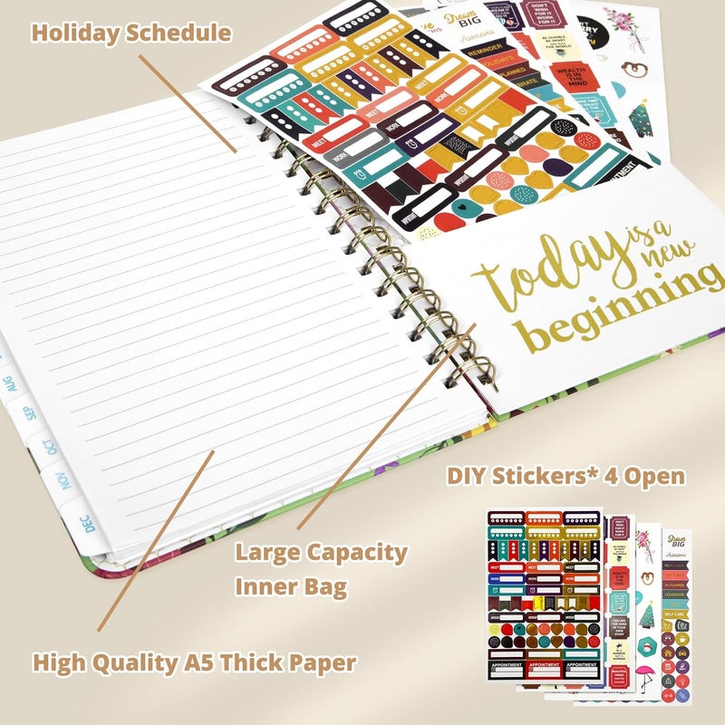 Hahamiya 2025 Planner, Undated Weekly & Monthly Life Planner To Hit Your Goals & Live Happier, 12 Months Academic Daily Planner, Appointment Book, Yearly Agenda Productivity For Women & Men A5-8.5 * 6.1" - Image 5