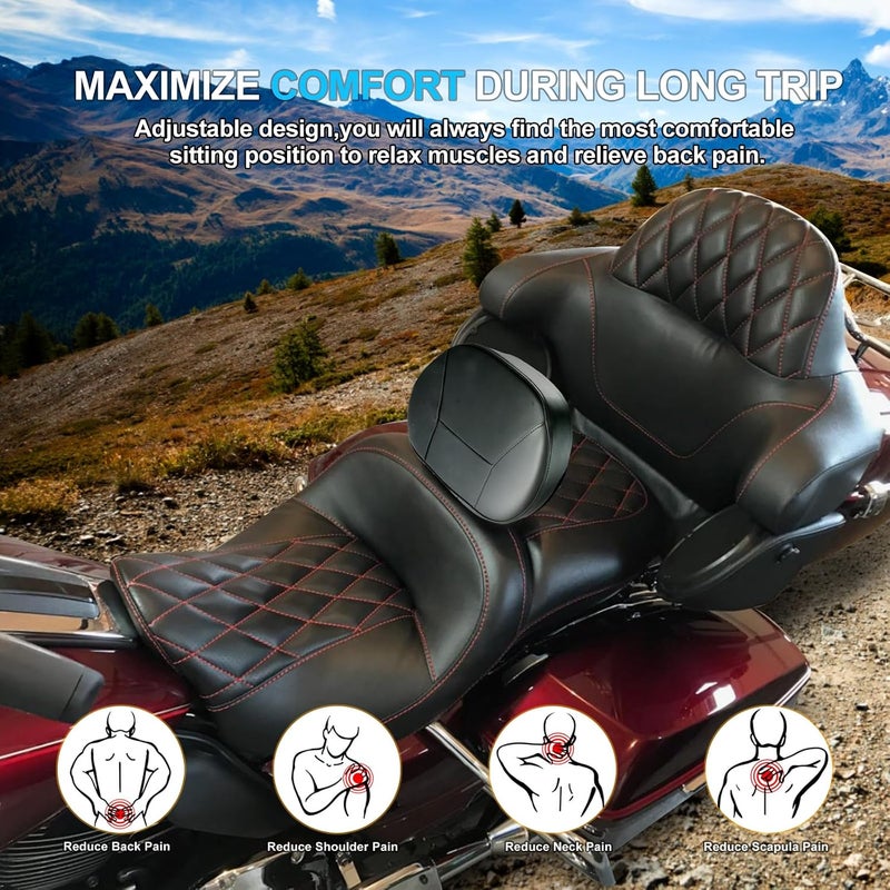 Hutexico Detachable Touring Rider Backrest for Harley 2009-2024 - Image 5