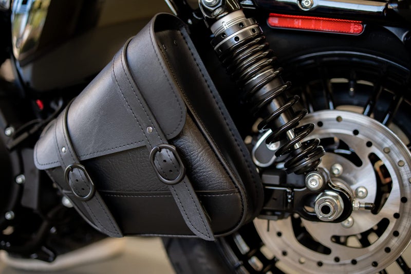 Dowco Black Synthetic Leather Black Jack Motorcycle Swingarm Bag for Sportster/Dual Shock Models - Black Buckle - Made in USA by Willie & Max [59778-05] - Image 4