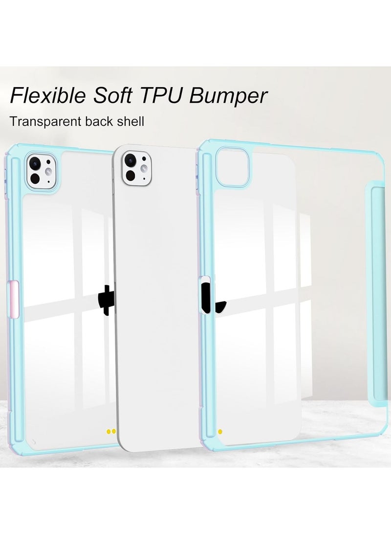 DUSALA Case for iPad Pro 13 (2024, M4, 7th Generation), Smart Slim Folio Stand Auto Sleep/Wake Cover, with Pencil Slot, Clear Transparent Back Shell for iPad Pro 13 Inch (Sky Blue) - Image 3