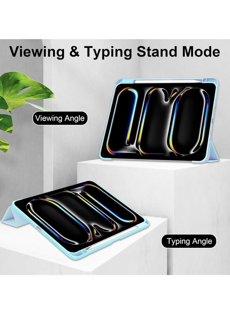 DUSALA Case for iPad Pro 13 (2024, M4, 7th Generation), Smart Slim Folio Stand Auto Sleep/Wake Cover, with Pencil Slot, Clear Transparent Back Shell for iPad Pro 13 Inch (Sky Blue) - Image 5