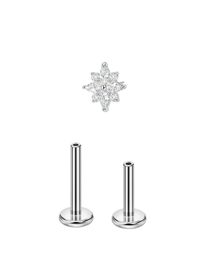 FANSING 4 Pointed Star Earrings Threadless Earrings for Women 16 Gauge Cartilage Earring Surgical Steel Piercing Stud 16g Push Pin Labret Jewelry - Image 1