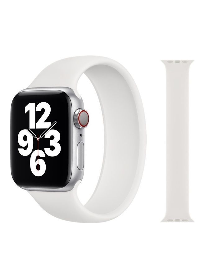 NIBEMINENT 2-Pack Solo Loop Band Silicone Elastic Strap and Case for Apple Watch Series 7 45mm Medium Size White  - Image 2