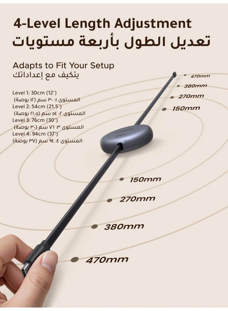 يو جرين كابل تايب سي قابل للسحب 100W، كابل شحن سريع يو إس بي تايب سي، 4 مستويات ضبط حتى 1 متر، حجم صغير ومحمول، سهل التخزين دون تشابك، متوافق مع آيفون 17 و16 برو ماكس، جالاكسي S25 وS24 الترا - Image 3