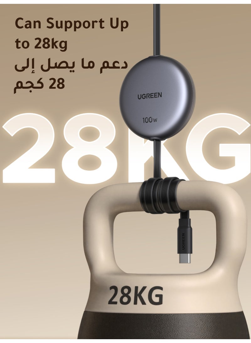 يو جرين كابل تايب سي قابل للسحب 100W، كابل شحن سريع يو إس بي تايب سي، 4 مستويات ضبط حتى 1 متر، حجم صغير ومحمول، سهل التخزين دون تشابك، متوافق مع آيفون 17 و16 برو ماكس، جالاكسي S25 وS24 الترا - Image 4