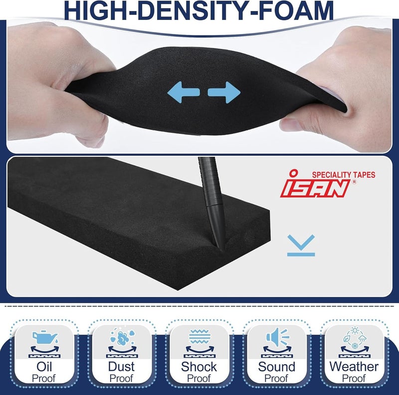 ISAN ® Black Single Side Adhesive Gasket/EVA Foam Tape 2mm thickness 24mm (Approx 1") Width X 5 Meter Length (6 Pc. Set) - Image 2