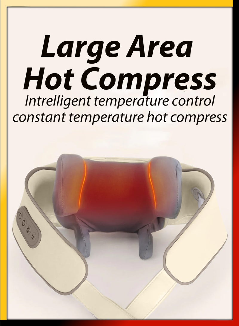 Shiatsu Neck and Shoulder Massager With Heat Relieve Tension Target Acupoints Spa-Quality Massage 6D Extra Large Massage Head Wearable Design Ideal For Pain Relief Muscle Relaxation Stress Reduction