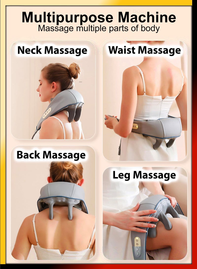 Shiatsu Neck and Shoulder Massager With Heat Relieve Tension Target Acupoints Spa-Quality Massage 6D Extra Large Massage Head Wearable Design Ideal For Pain Relief Muscle Relaxation Stress Reduction