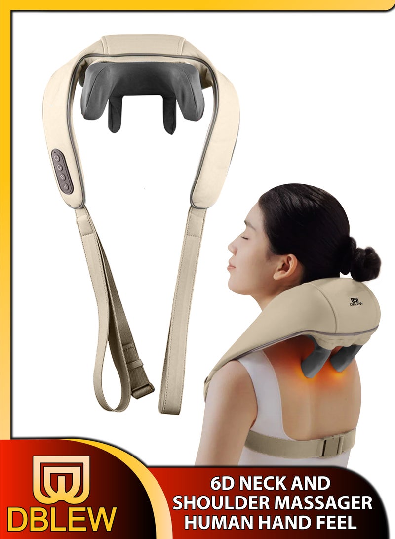 Shiatsu Neck and Shoulder Massager With Heat Relieve Tension Target Acupoints Spa-Quality Massage 6D Extra Large Massage Head Wearable Design Ideal For Pain Relief Muscle Relaxation Stress Reduction