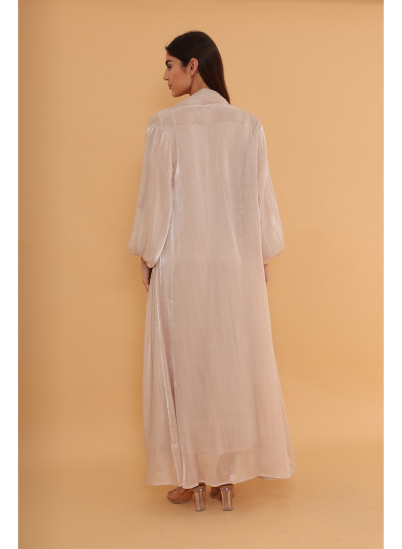 اكسا جلابية كلاسيكية نور IK4044 بيج - Image 4