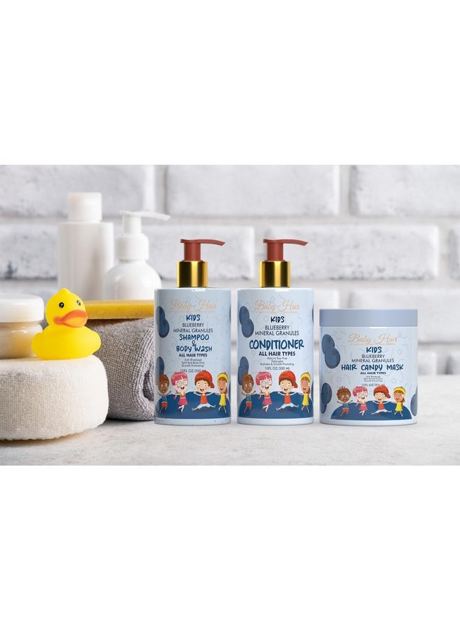 Baby Hair - Baby Hair - Blueberry Mineral Toddler Shampoo/Body Wash, Conditioner, and Hair Mask Set, Sulfate-Free Shampoo and Conditioner with Strawberry & Blueberry Oil, Detangling Shampoo for Kids, 10 fl.oz. - Image 1