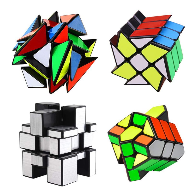YJ Cube Set - 4-Pack, Includes 3x3 fluctuation Angle & Mirror Puzzles, 2x3 Wheel & Square King Cubes - Image 1