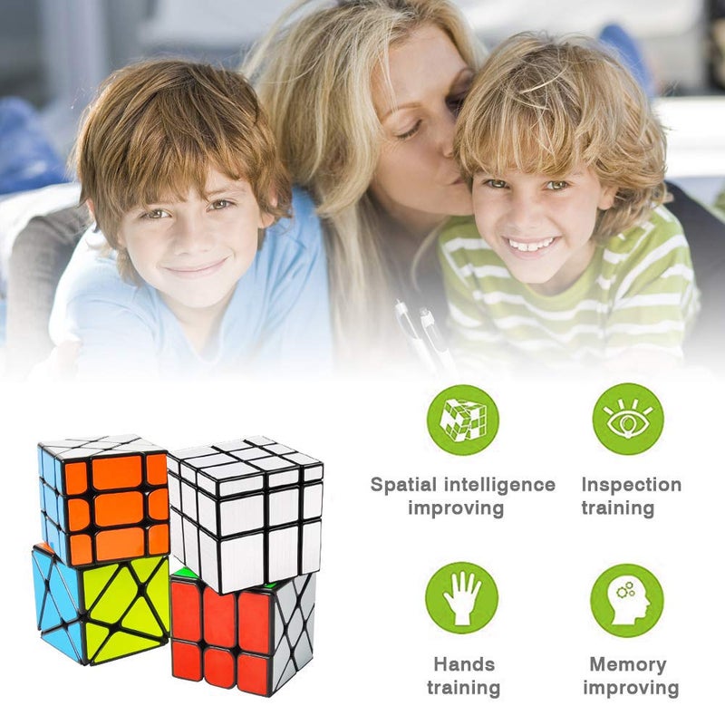Mysterystone YJ Cube Set - 4-Pack, Includes 3x3 Fluctuation Angle & Mirror Puzzles, 2x3 Wheel & Square King Cubes - Image 3