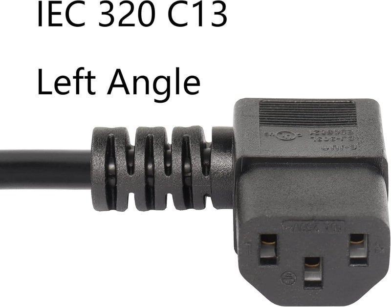 CERRXIAN 492FT 18AWG Left Angle 3 Prong Computer Power Cord NEMA 515P to 90 Degree IEC 320 C13 Monitor TV Replacement Power Supply Cable 10A125V for Computer Scanners PrintersL Black - Image 3