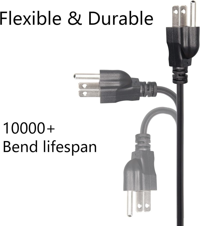 CERRXIAN 492FT 18AWG Left Angle 3 Prong Computer Power Cord NEMA 515P to 90 Degree IEC 320 C13 Monitor TV Replacement Power Supply Cable 10A125V for Computer Scanners PrintersL Black - Image 5
