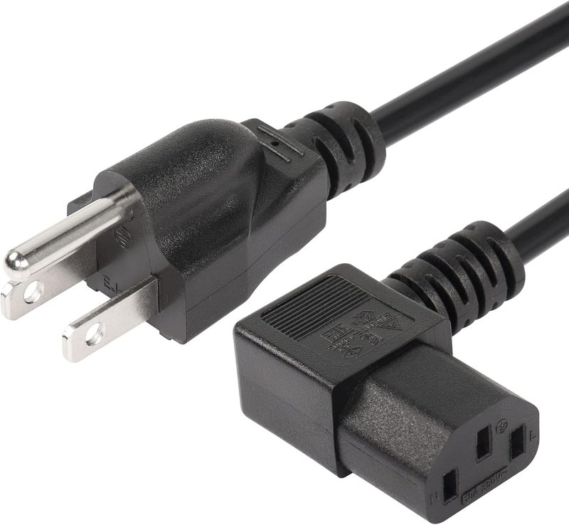 CERRXIAN 492FT 18AWG Left Angle 3 Prong Computer Power Cord NEMA 515P to 90 Degree IEC 320 C13 Monitor TV Replacement Power Supply Cable 10A125V for Computer Scanners PrintersL Black - Image 1