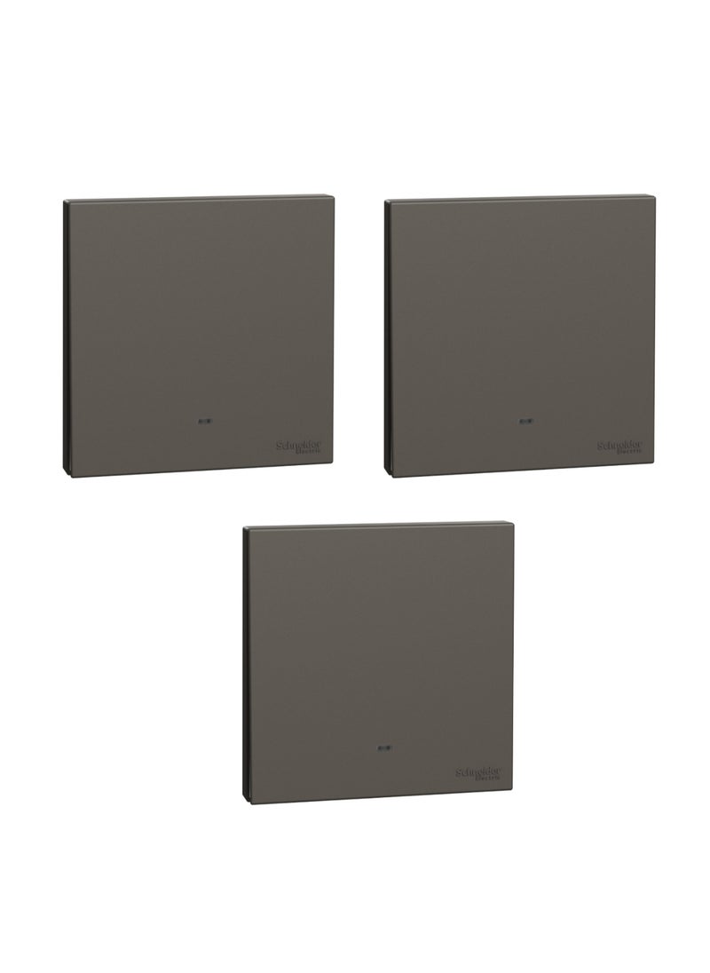 Schneider Electric Schneider Electric Switch with Fluorescent Locator, AvatarOn C, 1 way, 1 gang, 16AX, 250V, dark grey - Pack of 3 