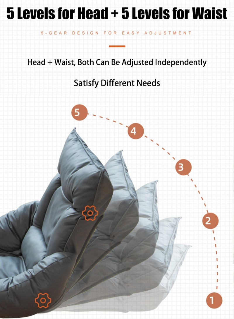 VUCATIN Folding Floor Chair Leisure Sofa Folding Single Back Sofa Cushion Multi-angle Adjustable Cushion Sleeper Bed Suitable Removable and Washable Sofa for Tatami 60x75x127 cm - Image 2