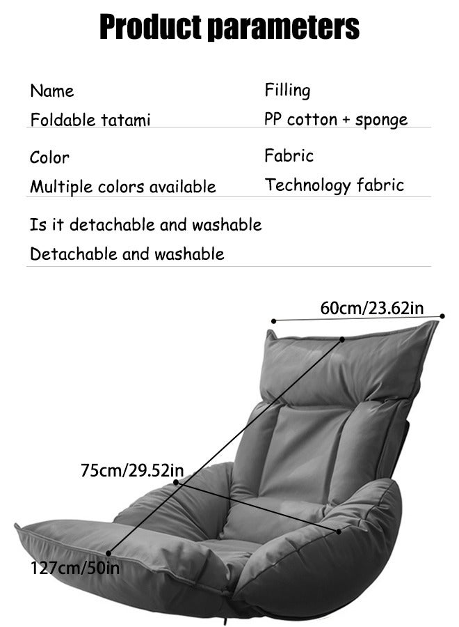VUCATIN Folding Floor Chair Leisure Sofa Folding Single Back Sofa Cushion Multi-angle Adjustable Cushion Sleeper Bed Suitable Removable and Washable Sofa for Tatami 60x75x127 cm - Image 5