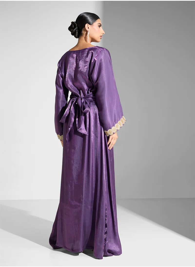 جولدن ابل Long Sleeves Plain Jalabiyas Dress