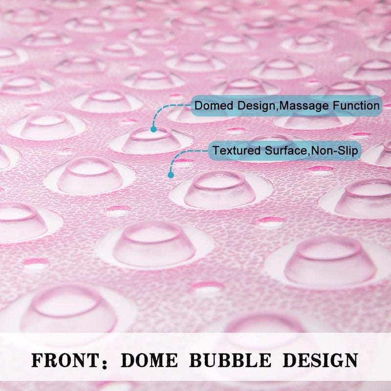 Linoows Bathtub and Shower Mats, Extra Long Non-Slip Bath Tub Mat 39 x 16 Inch, Machine Washable Bathmat with Suction Cups & Drain Holes for Bathroom Floor, Clear Pink - Image 3