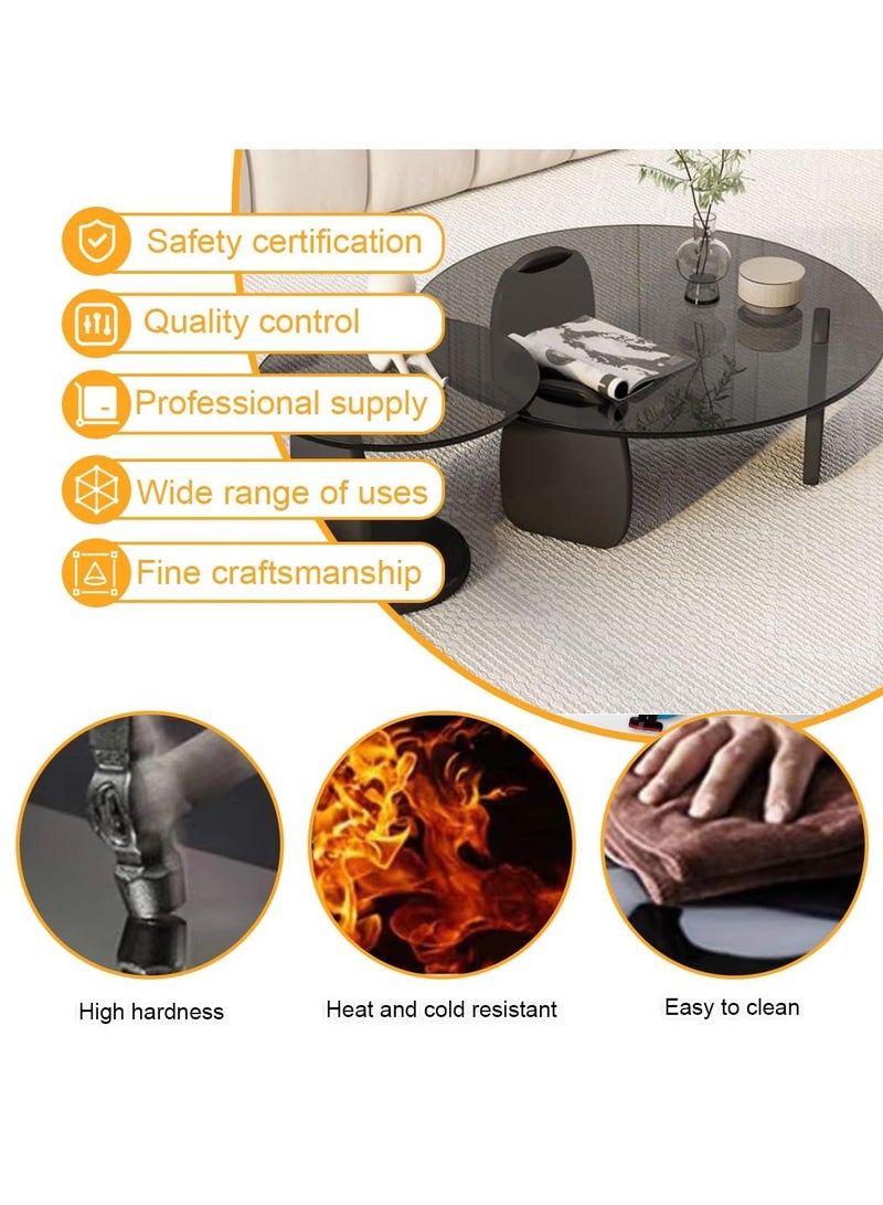 والالا مجموعة طاولات قهوة متداخلة من قطعتين، طاولة قهوة مستديرة بسطح زجاجي، طاولة قهوة من الزجاج المقسّى بإطار خشبي، طاولة مركزية دائرية بسيطة وحديثة، طاولة جانبية صغيرة للأريكة لغرفة المعيشة، مساحة منزلية صغيرة سهلة التركيب، لون بيج - Image 5