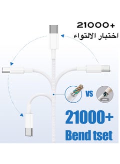 ش ه بروتكيت تاش كابل شحن تايب سي إلى تايب سي أصلي 60 وات [معتمد من MFi] PD 3A C إلى C شحن سريع، لهاتف iPhone 16/15/Plus/Pro/Pro Max، MacBook Pro/Air، iPad Pro/Air/mini، galaxy S24/S23 /S24، بكسل، والمزيد  - Image 3