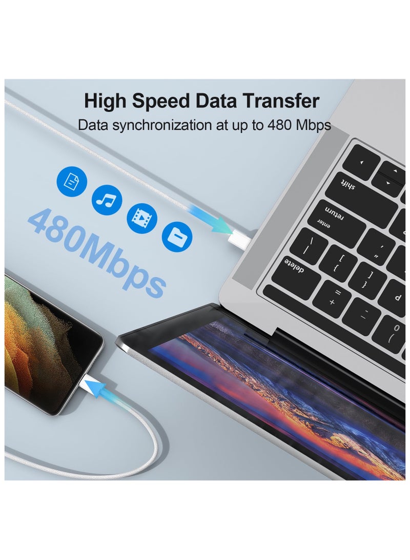 كابل شحن تايب سي إلى تايب سي أصلي 60 وات [معتمد من MFi] PD 3A C إلى C شحن سريع، لهاتف iPhone 16/15/Plus/Pro/Pro Max، MacBook Pro/Air، iPad Pro/Air/mini، galaxy S24/S23 /S24، بكسل، والمزيد