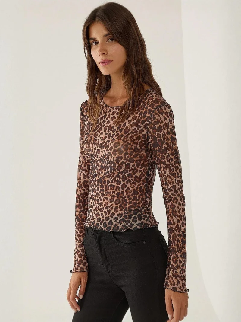 HICCUP Patterned Crew Neck Top