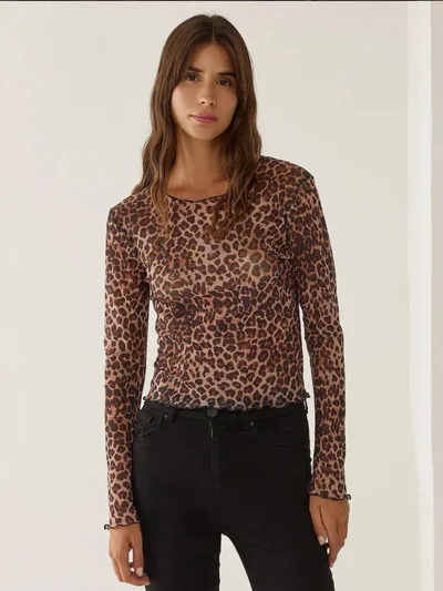HICCUP Patterned Crew Neck Top