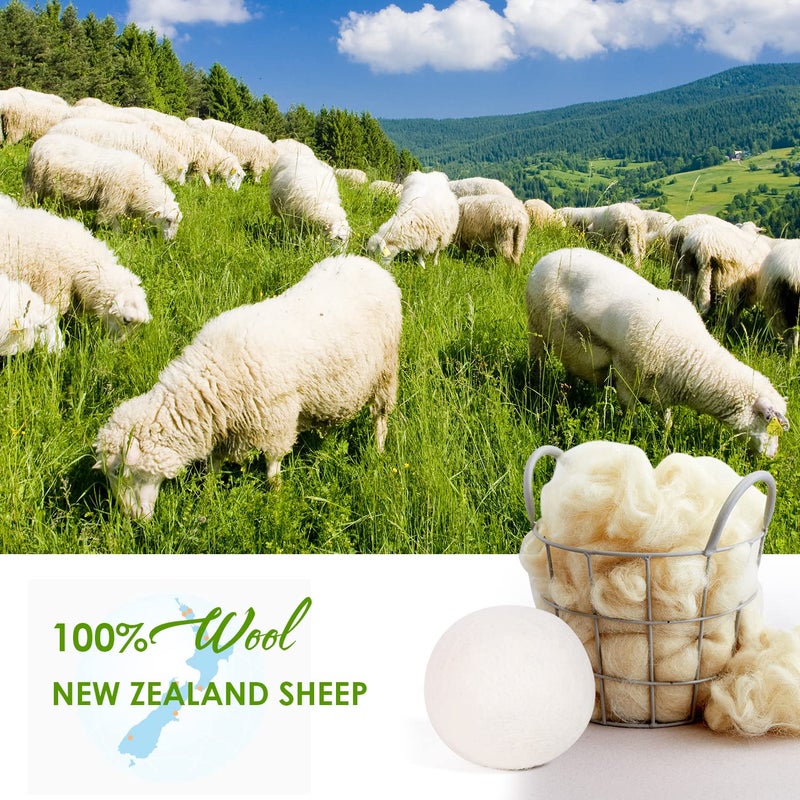 Wool Dryer Balls Organic 4 Pack XL,Laundry Dryer Balls,100% New Zealand Wool Natural Fabric Softener,Reusable 1000 Loads,Shorten Drying Time & Reduces Wrinkles,Baby Safe(4 Pack) - Image 2