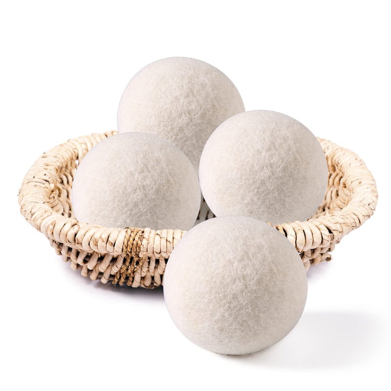 Wool Dryer Balls Organic 4 Pack XL,Laundry Dryer Balls,100% New Zealand Wool Natural Fabric Softener,Reusable 1000 Loads,Shorten Drying Time & Reduces Wrinkles,Baby Safe(4 Pack) - Image 1