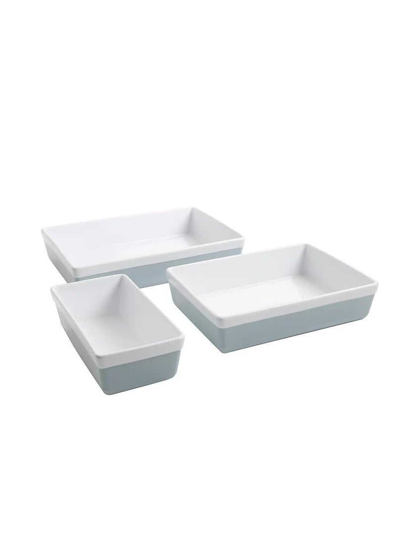 Martha stewart MARTHA STEWART 3 Piece Oven to Table Stoneware Bakeware, Baking Dish & Casserole Set - Dusty Blue  - Image 1