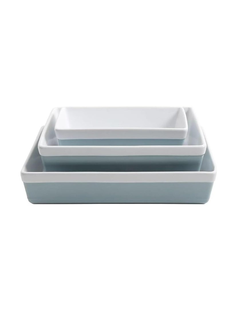 Martha stewart MARTHA STEWART 3 Piece Oven to Table Stoneware Bakeware, Baking Dish & Casserole Set - Dusty Blue  - Image 2