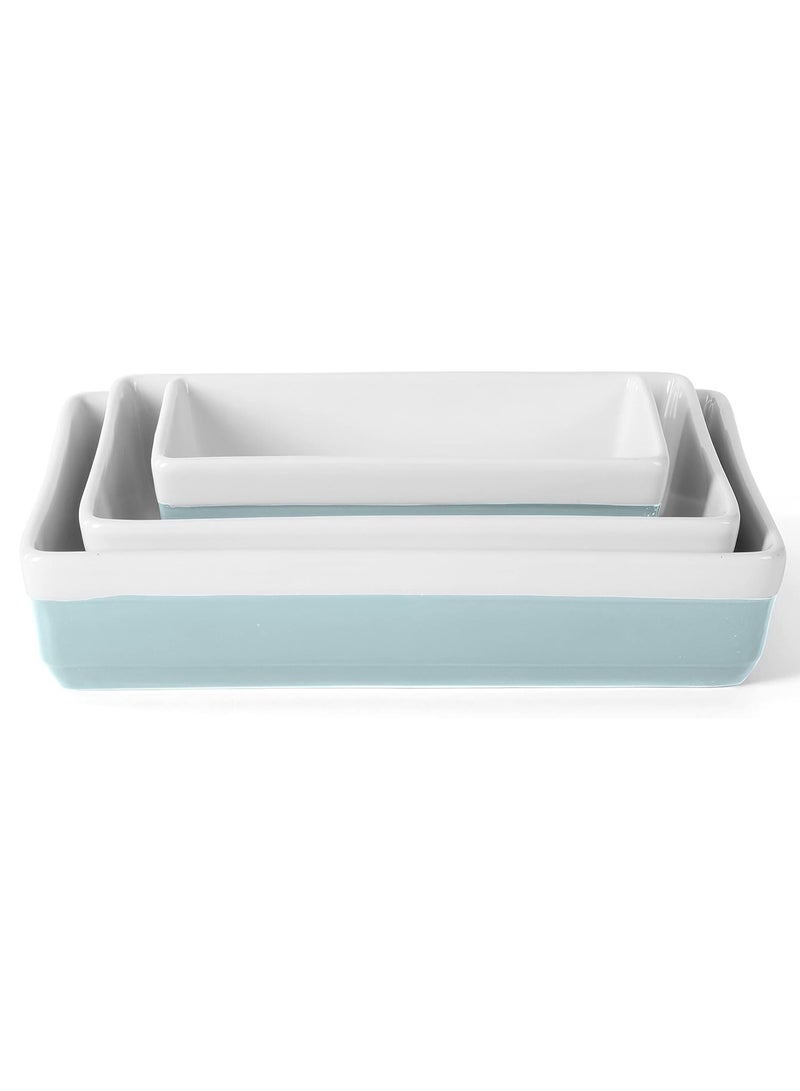 Martha stewart MARTHA STEWART 3 Piece Oven to Table Stoneware Bakeware, Baking Dish & Casserole Set - Dusty Blue  - Image 3