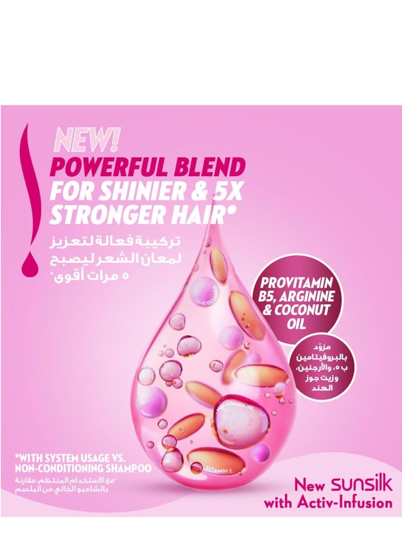 Sunsilk شامبو سنسيلك، للشعر الضعيف والباهت، القوة واللمعان، مع بروفيتامين B5، أرجينين وزيت جوز الهند، 2 × 350 مل - Image 2