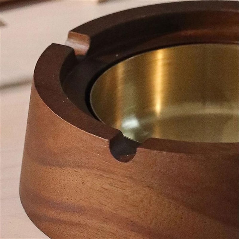 حامل الرماد من الخشب الدائري مع غطاء وبطانة فولاذية قابلة للإزالة للاستخدام الداخلي والخارجي - Image 4