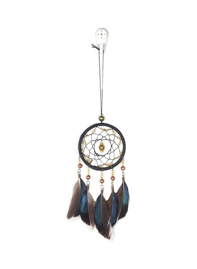 NIBEMINENT Handmade Beaded Dream Catcher Dark Grey/Blue/Gold 30 x 8cm - Image 1